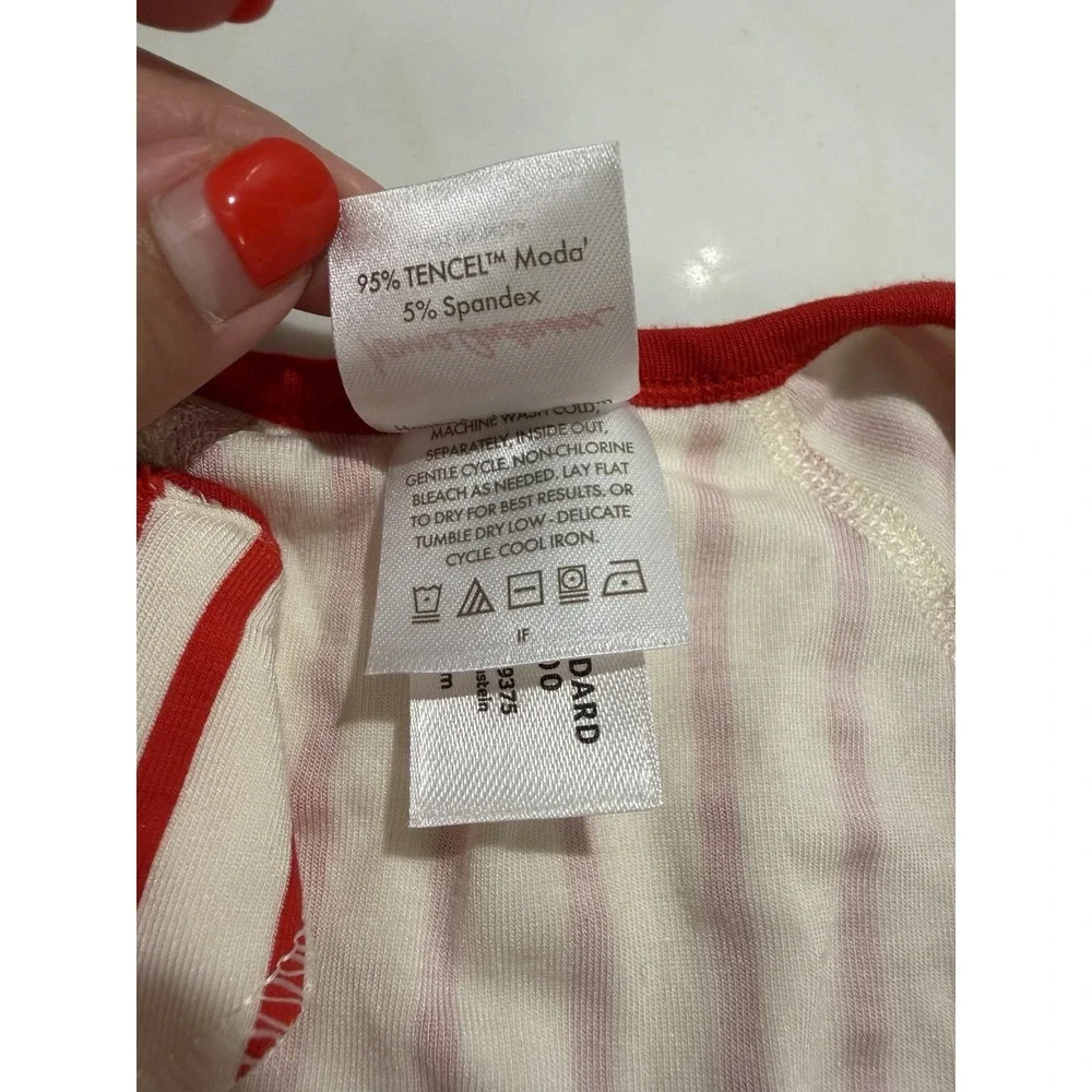Hanna Andersson Holiday HannaSoft Stretch Sleeper 3-6 Mos Ribbon Red Ecru